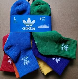 Adidas originals 6-pack quarter socks cushion ankle socks 6pk orange pink